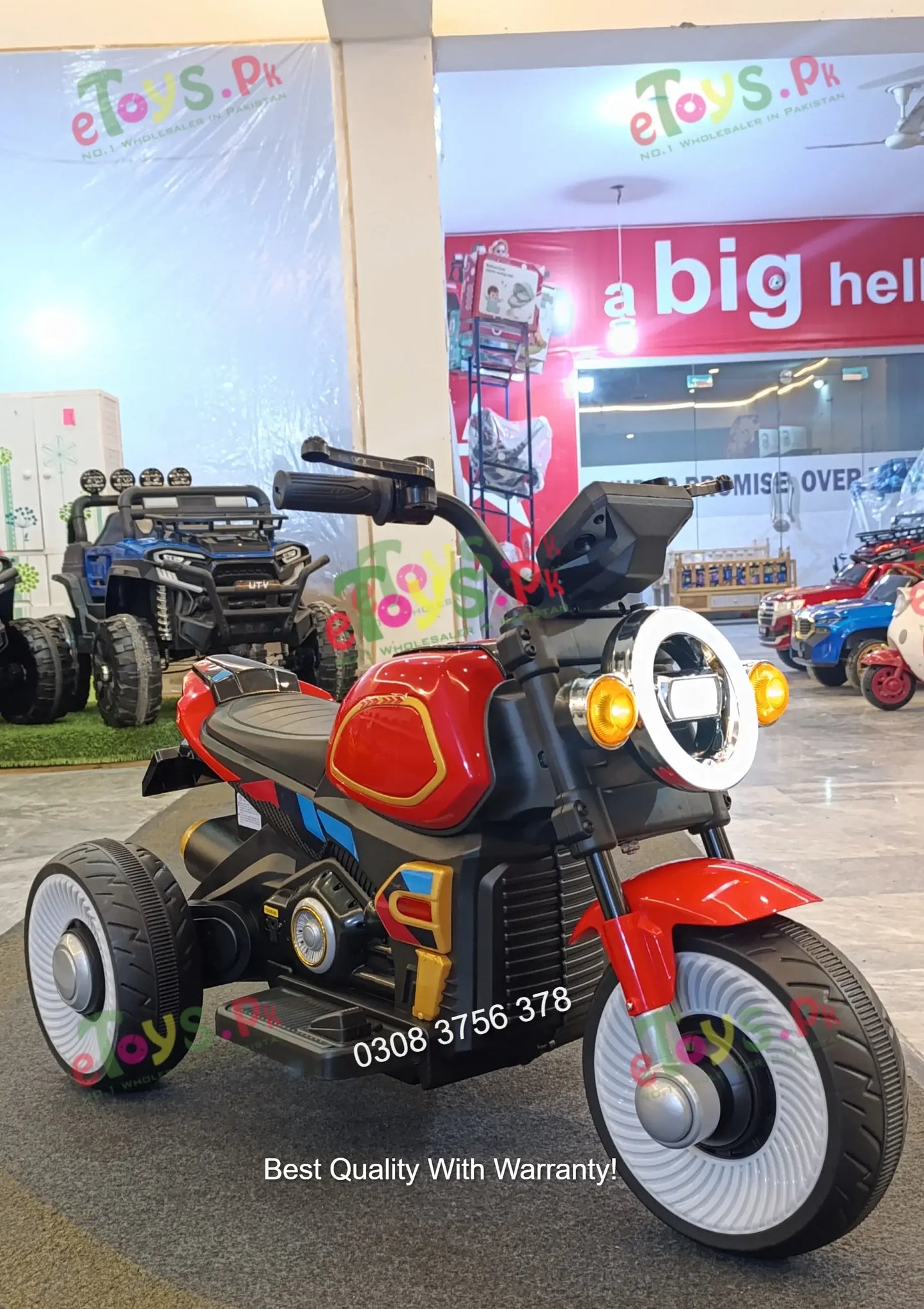 Kids Electric Ride-On Motorcycle Trike with LED Lights | eToys.Pk