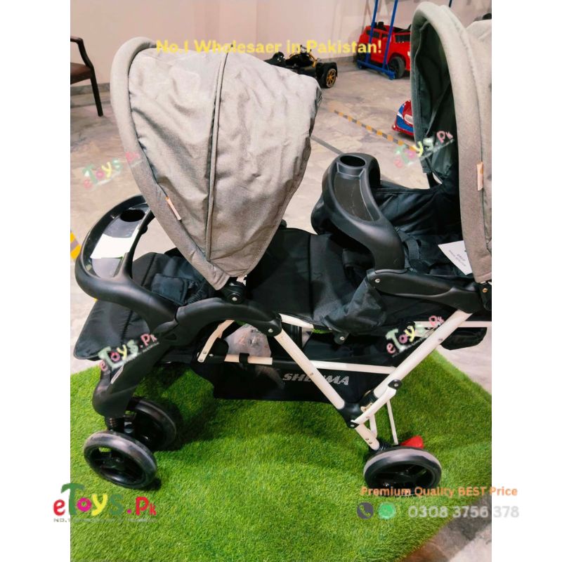 double stroller pakistan Twins Baby Pram Stroller in Pakistan – eToys Pk