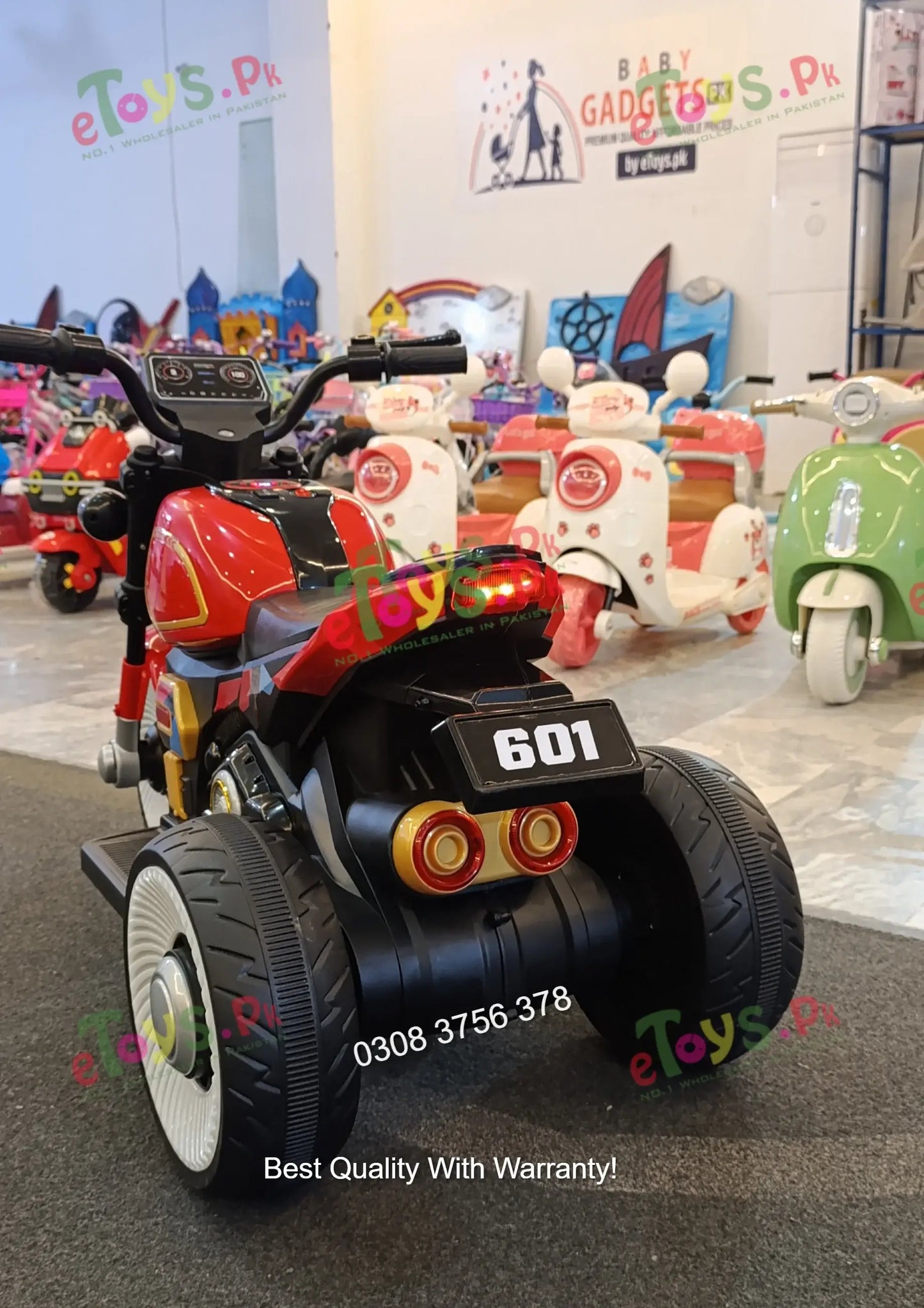 Kids Electric Ride-On Motorcycle Trike with LED Lights | eToys.Pk