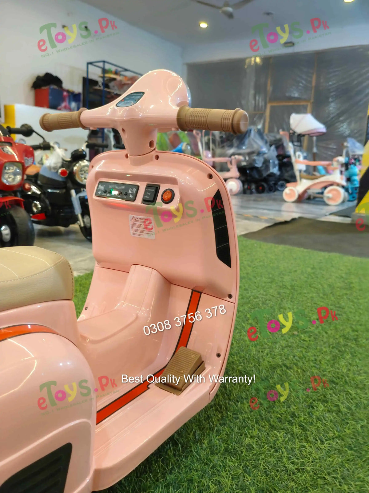 Front LED headlight of Kids Electric Vespa Scooter for Girls