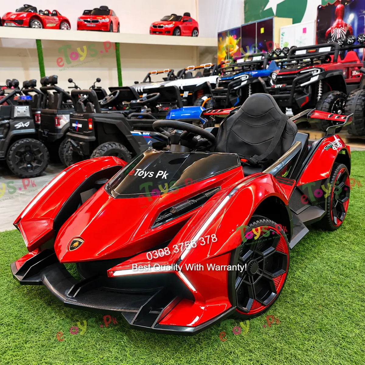 Lamborghini kids electric car front view with remote control in Pakistan