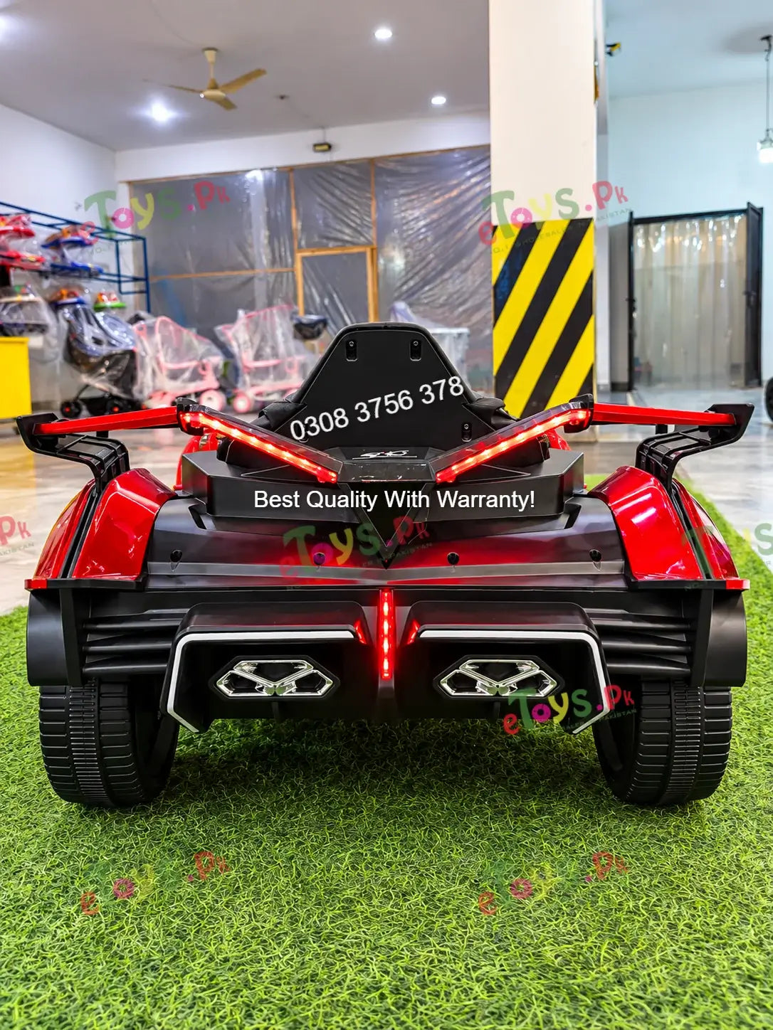 Rear view of Lamborghini ride-on car for kids