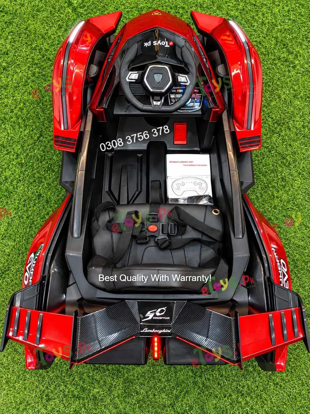 Single leather seat of Lamborghini kids electric car