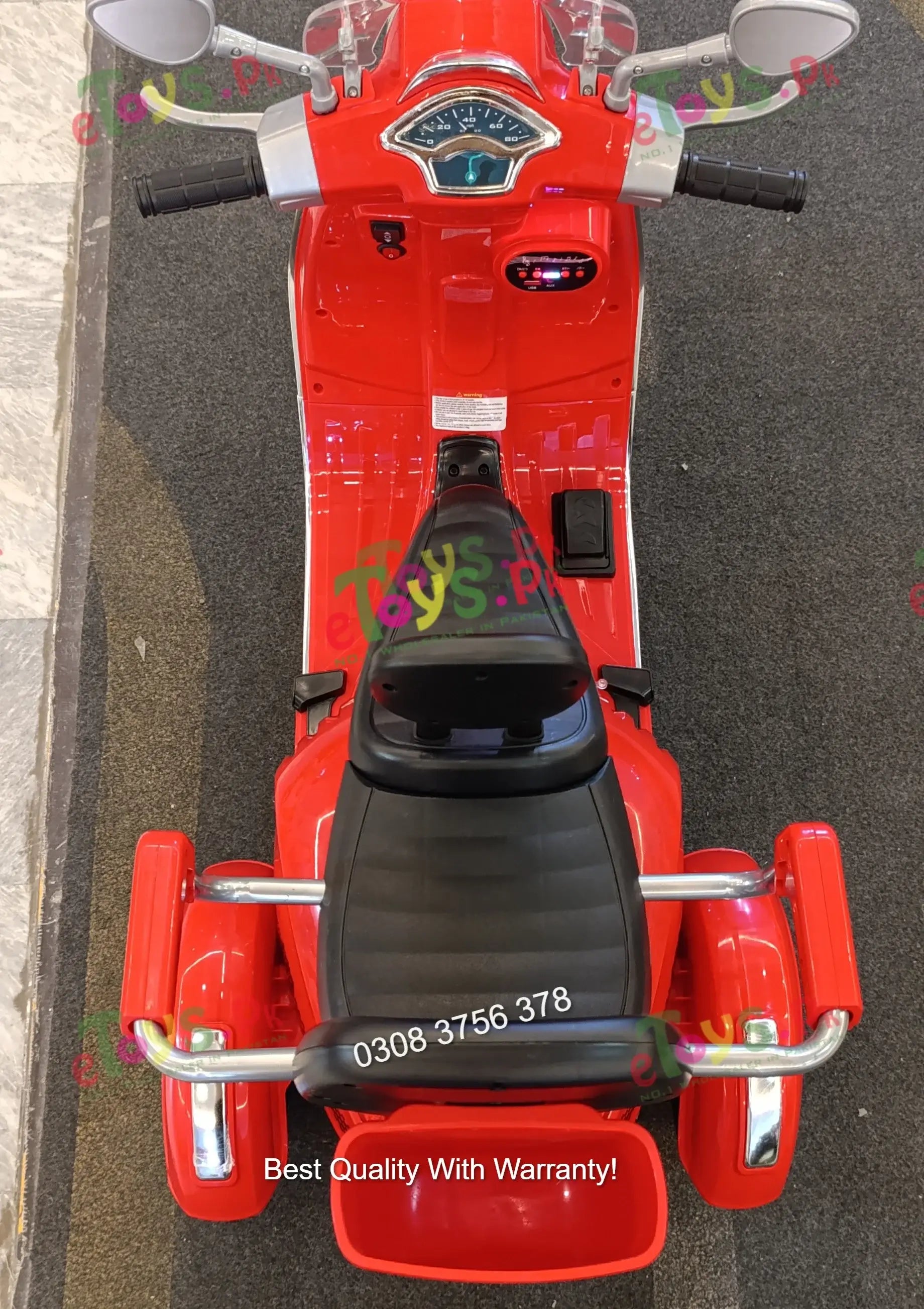 Vespa 2 seater kids scooter side profile red
