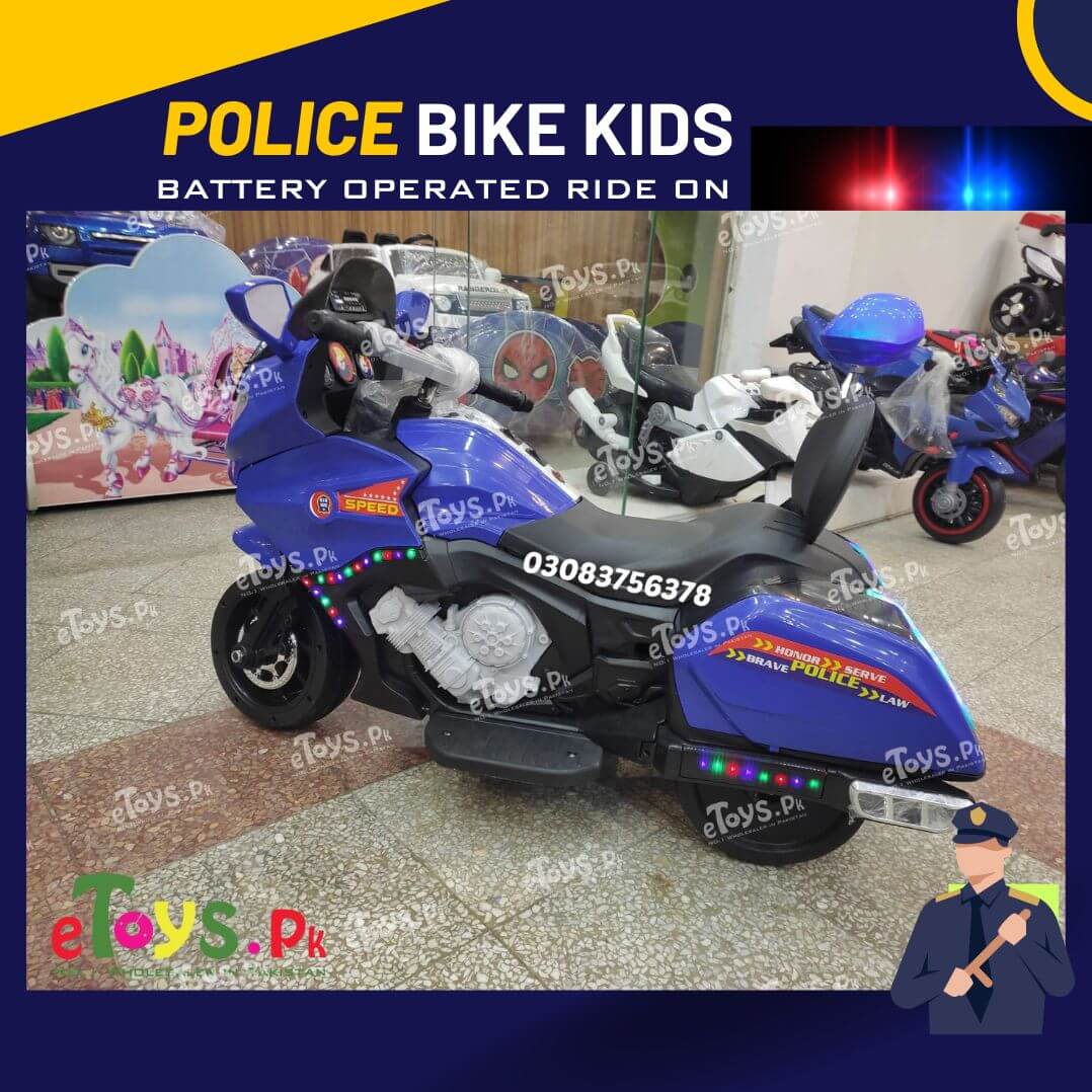 kids police electric bike