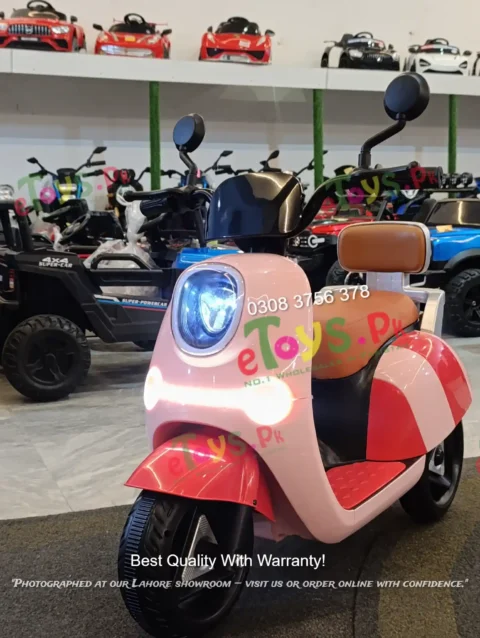 Kids Electric Scooter 12V Pink Front View LED Lights