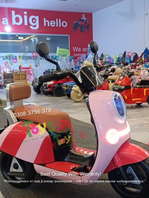 Kids Electric Scooter 12V Pink Side View Vespa Style
