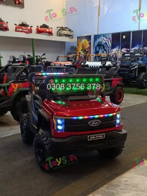Kids Ford F150 Electric Jeep Red – Side View