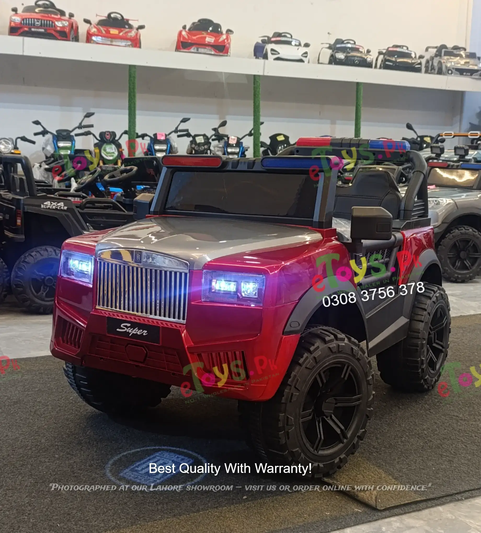 Super Rolls Royce Kids Jeep – eToys.pk Super Rolls Royce Kids Jeep Front View Red